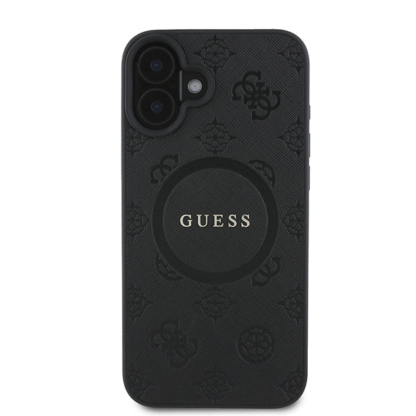 Husa MagSafe pentru Apple iPhone 16 Plus, Guess, Saffiano Peony Classic Logo, Roz