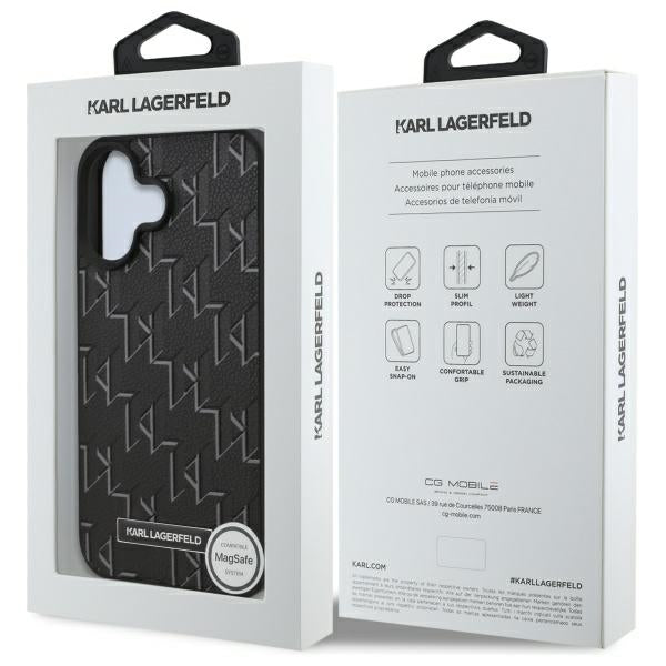 Husa MagSafe pentru Apple iPhone 16 Plus, Karl Lagerfeld, Hot Stamp, Neagra