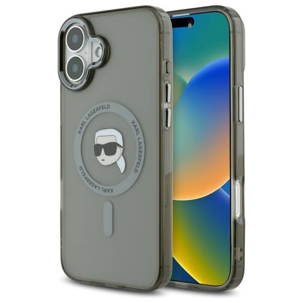 Husa MagSafe pentru Apple iPhone 16 Plus, Karl Lagerfeld, IML Karl's Head, Neagra
