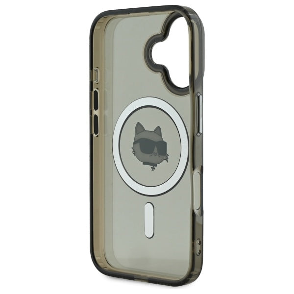 Husa MagSafe pentru Apple iPhone 16 Plus, Karl Lagerfeld, IML Metal Choupette's Head, Neagra