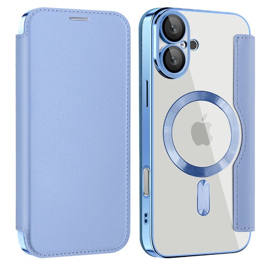 Husa MagSafe pentru Apple iPhone 16 Plus, Techsuit, SmartMag Book, Bleu
