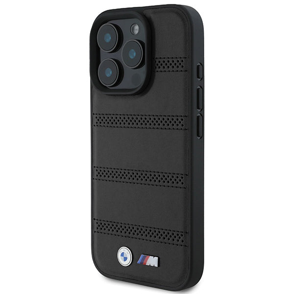 Husa MagSafe pentru Apple iPhone 16 Pro, BMW, M Perforated And Stitched Line, Neagra
