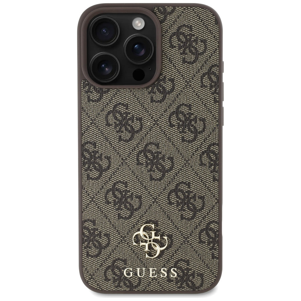 Husa MagSafe pentru Apple iPhone 16 Pro, Guess, 4G Small and Classic Logo, Maro