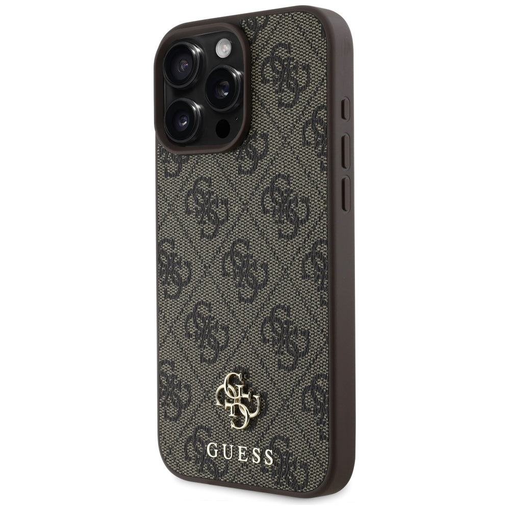 Husa MagSafe pentru Apple iPhone 16 Pro, Guess, 4G Small and Classic Logo, Maro