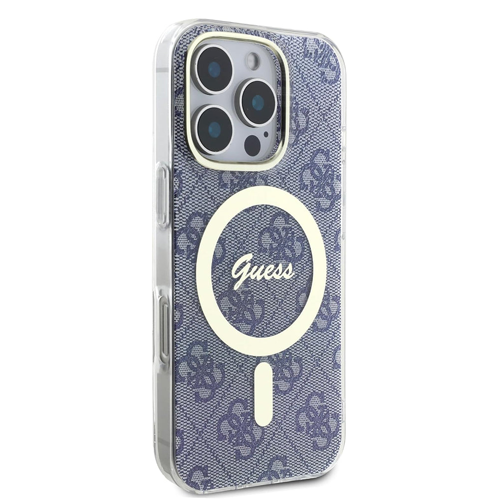 Husa MagSafe pentru Apple iPhone 16 Pro, Guess, IML 4G, Albastra