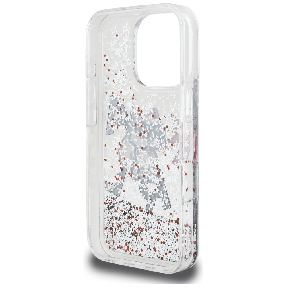 Husa MagSafe pentru Apple iPhone 16 Pro, Karl Lagerfeld, Liquid Glitter Choupette Logo, Transparenta