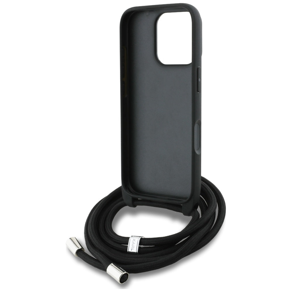 Husa MagSafe pentru Apple iPhone 16 Pro, Karl Lagerfeld, Saffiano Crossbody, Gri