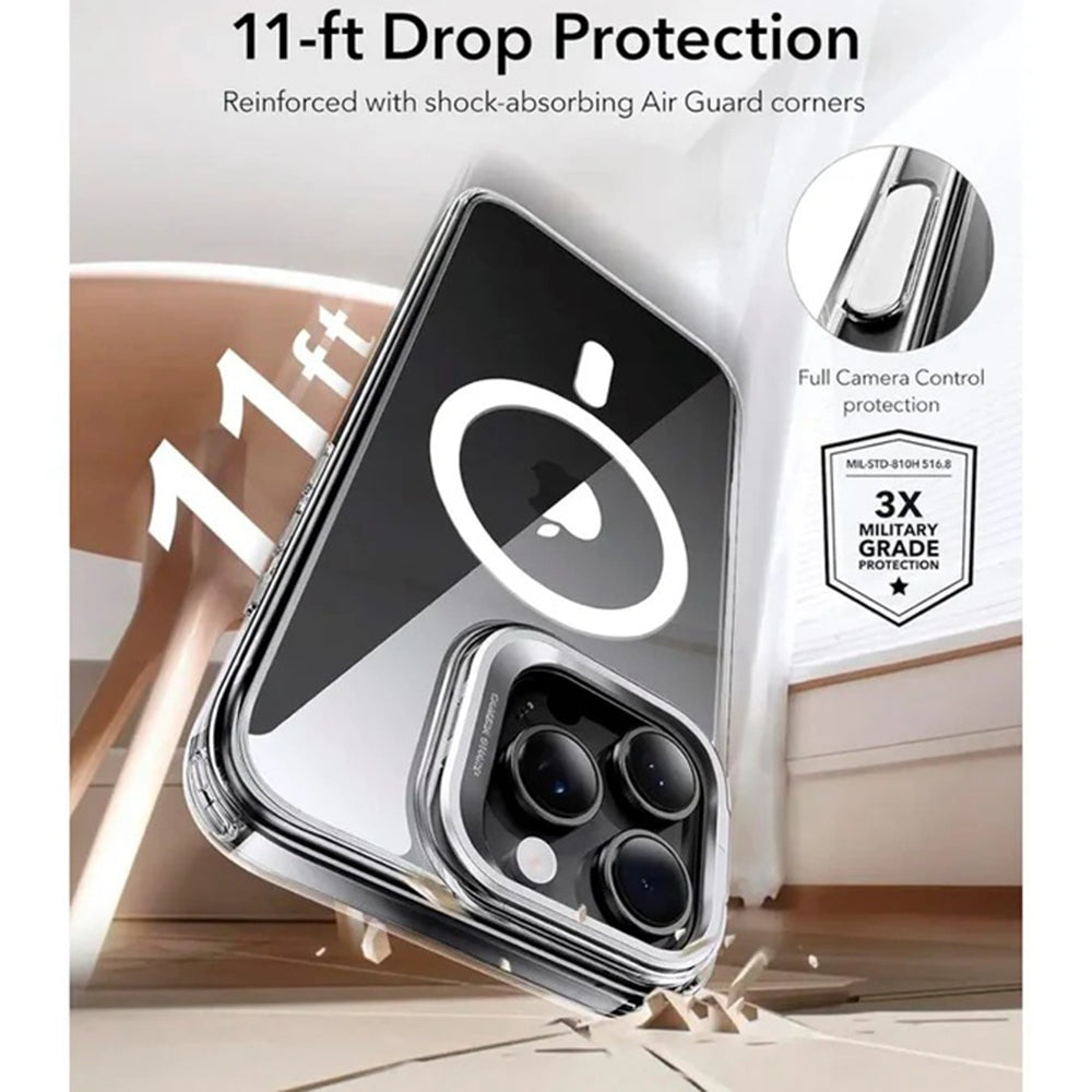 Husa MagSafe pentru Apple iPhone 16 Pro Max, ESR, Classic Hybrid Kickstand Slide, Transparenta