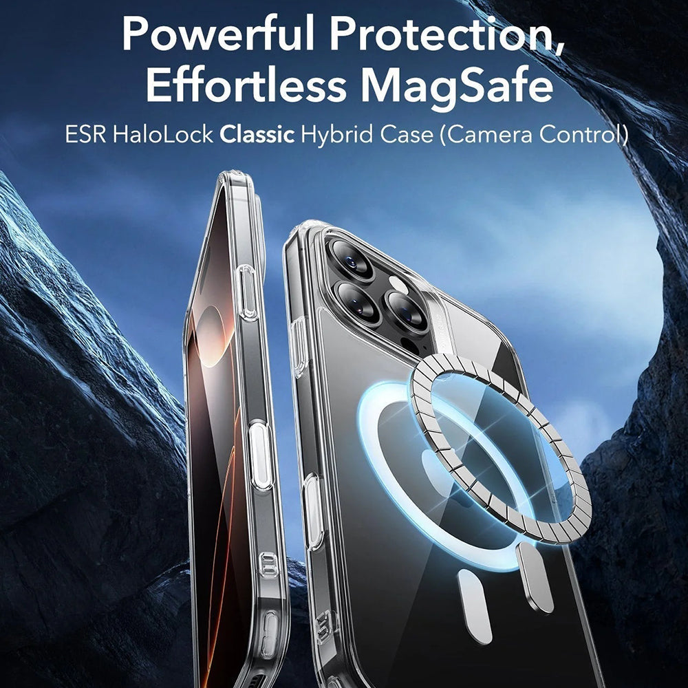 Husa MagSafe pentru Apple iPhone 16 Pro Max, ESR, Classic Hybrid Slide, Neagra Transparenta