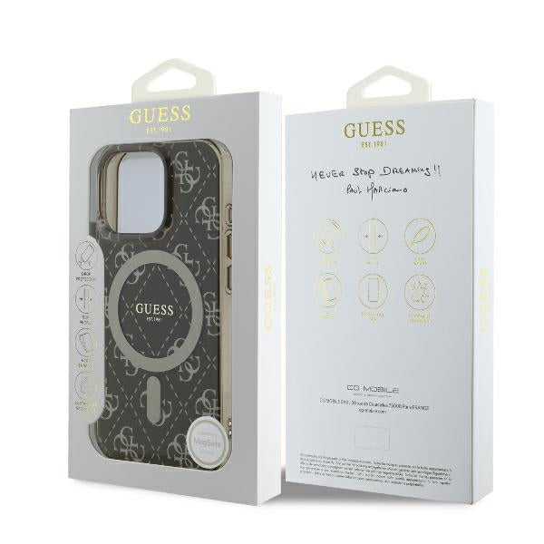 Husa MagSafe pentru Apple iPhone 16 Pro Max, Guess, IML 4G Background, Maro