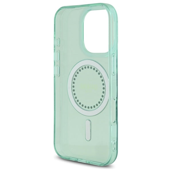 Husa MagSafe pentru Apple iPhone 16 Pro Max, Guess, IML Rhinestone, Verde