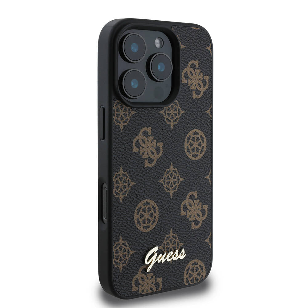 Husa MagSafe pentru Apple iPhone 16 Pro Max, Guess, Peony Script, Neagra