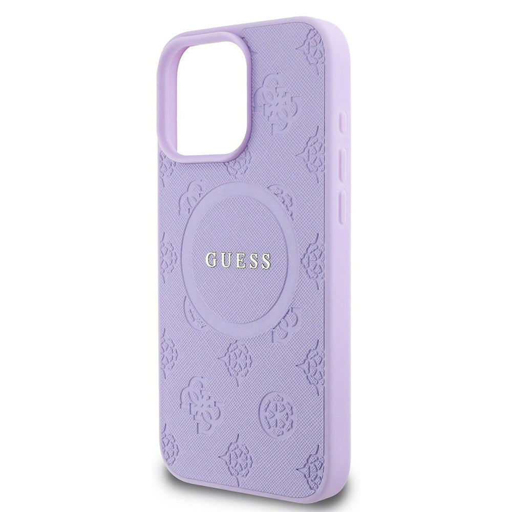 Husa MagSafe pentru Apple iPhone 16 Pro Max, Guess, Saffiano Peony Classic Logo, Mov
