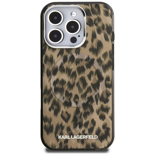 Husa MagSafe pentru Apple iPhone 16 Pro Max, Karl Lagerfeld, IML Leopard Pattern, Maro