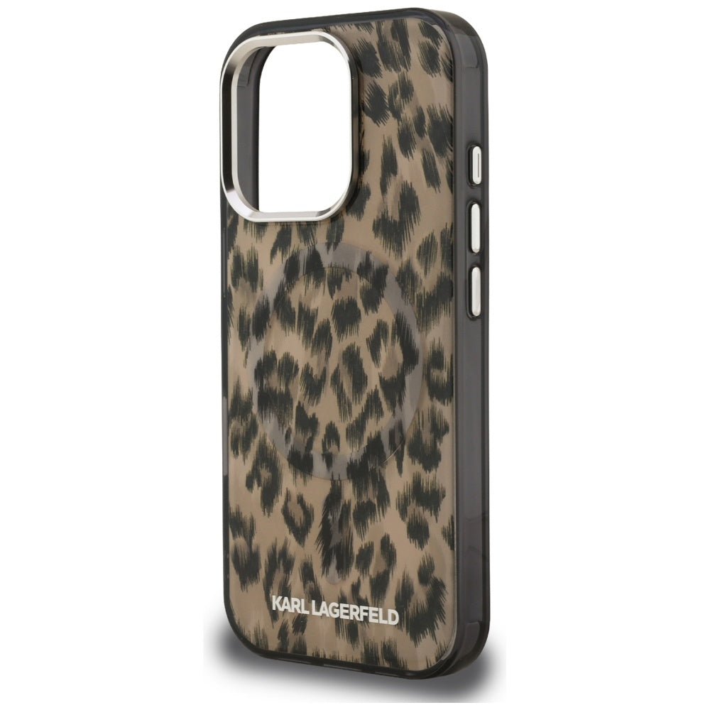 Husa MagSafe pentru Apple iPhone 16 Pro Max, Karl Lagerfeld, IML Leopard Pattern, Maro