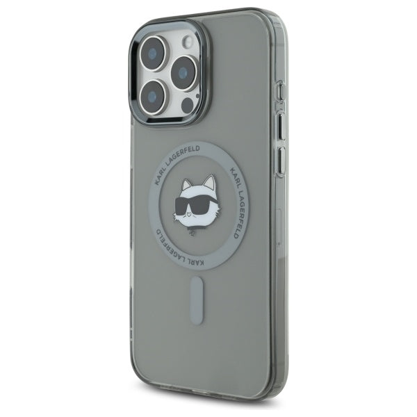 Husa MagSafe pentru Apple iPhone 16 Pro Max, Karl Lagerfeld, IML Metal Choupette's Head, Neagra