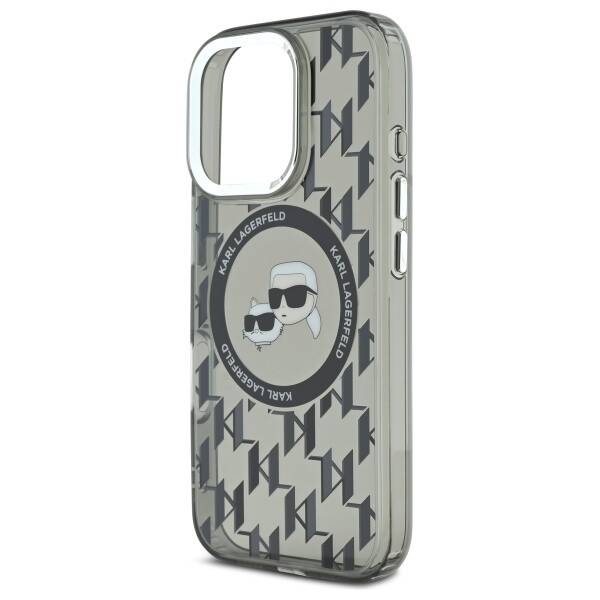 Husa MagSafe pentru Apple iPhone 16 Pro Max, Karl Lagerfeld, IML Monogram Karl & Choupette's Heads, Neagra