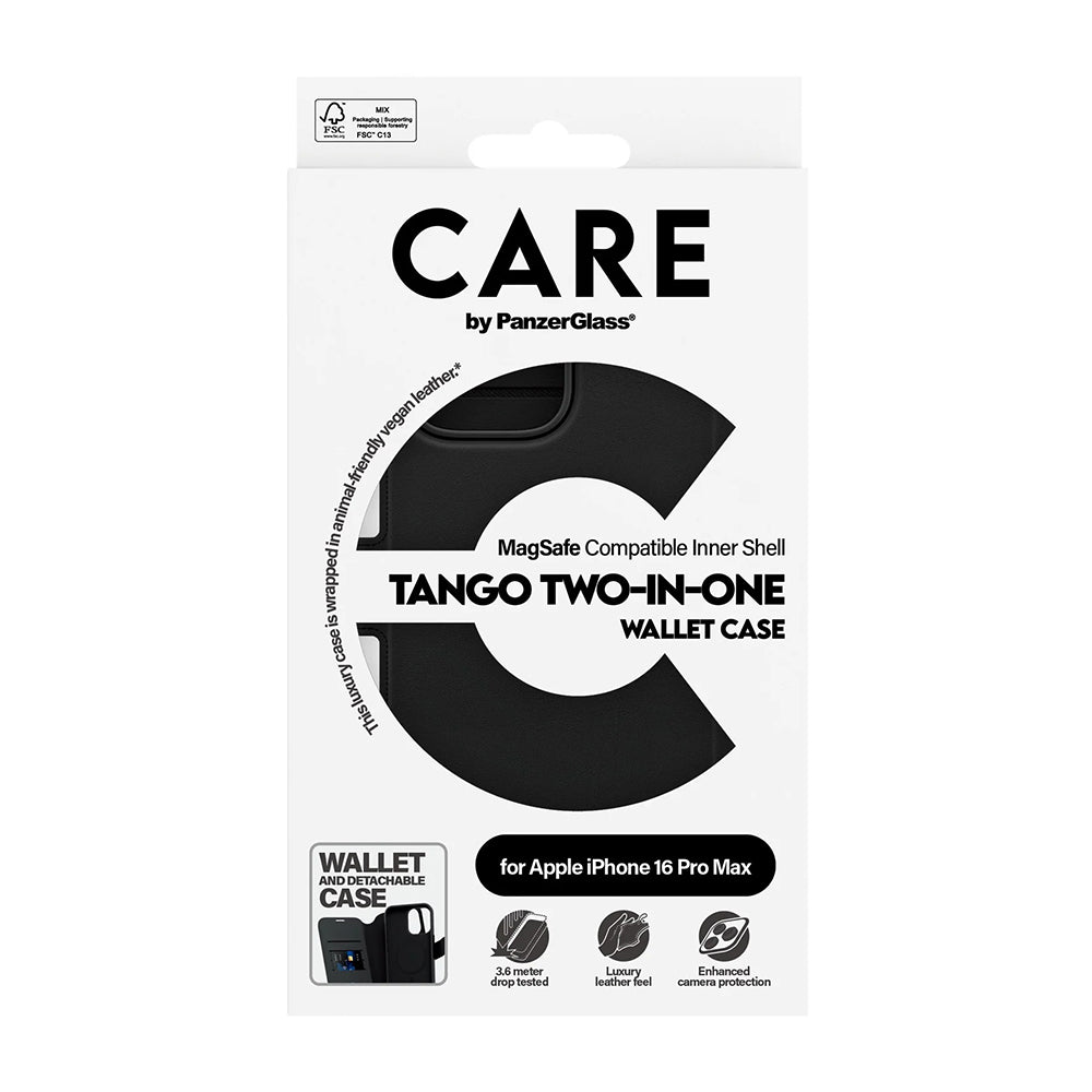 Husa MagSafe pentru Apple iPhone 16 Pro Max, PanzerGlass, Care Feature Tango Two-in-One, Neagra
