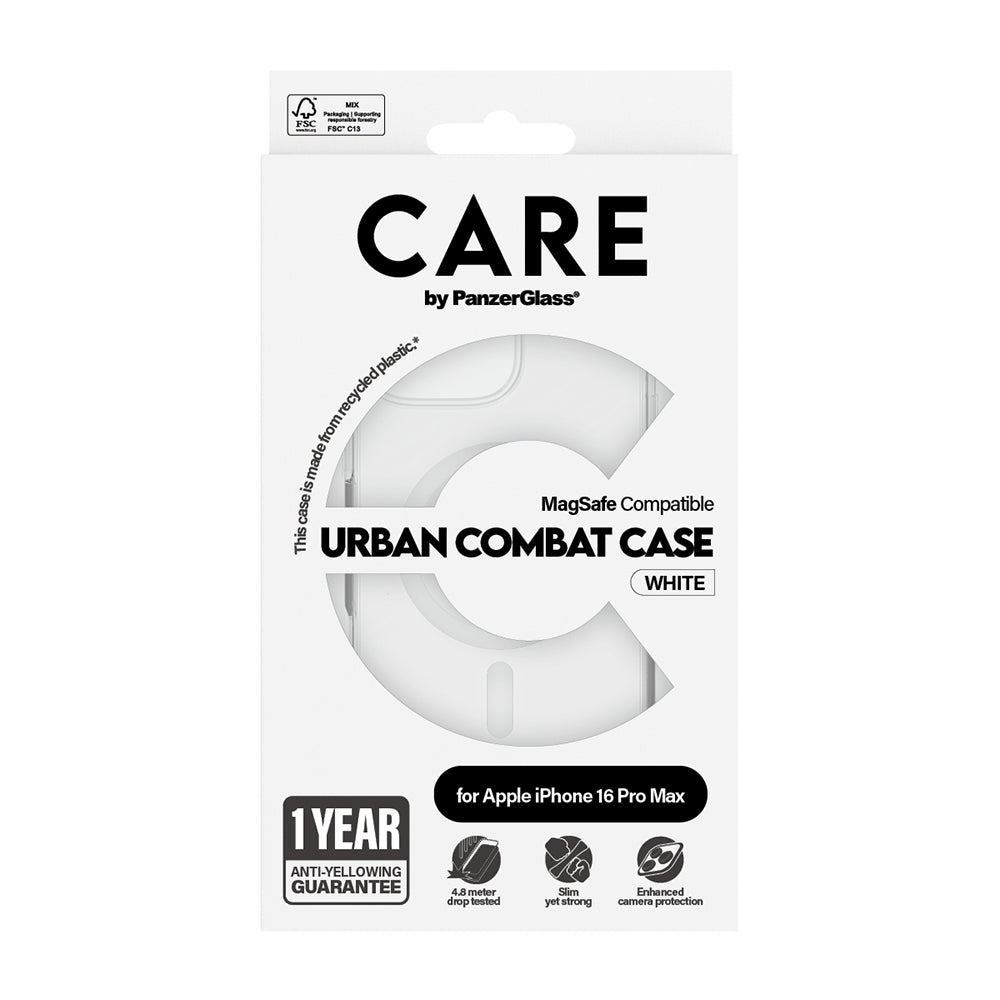 Husa MagSafe pentru Apple iPhone 16 Pro Max, PanzerGlass, Care Urban Combat, Transparenta Alba
