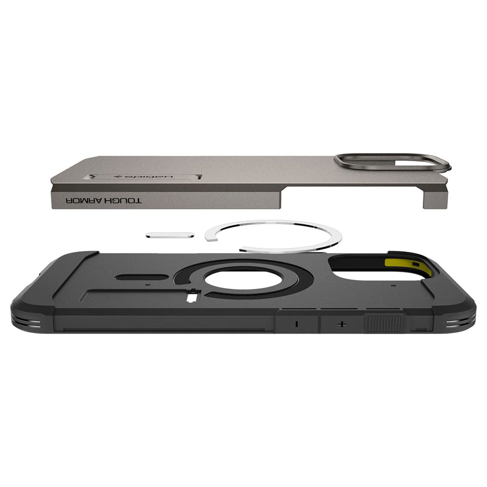 Husa MagSafe pentru Apple iPhone 16 Pro Max, Spigen, Tough Armor, Gri ACS08012