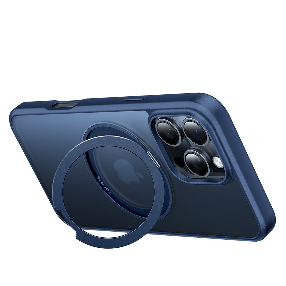 Husa MagSafe pentru Apple iPhone 16 Pro Max, Torras, Ostand Pro, Bleumarin