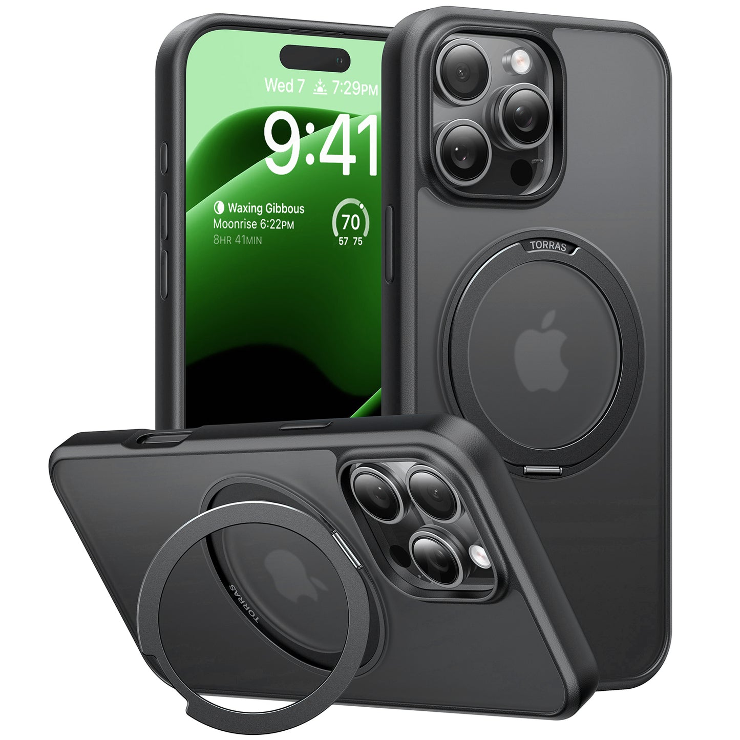 Husa MagSafe pentru Apple iPhone 16 Pro Max, Torras, Ostand Pro, Neagra