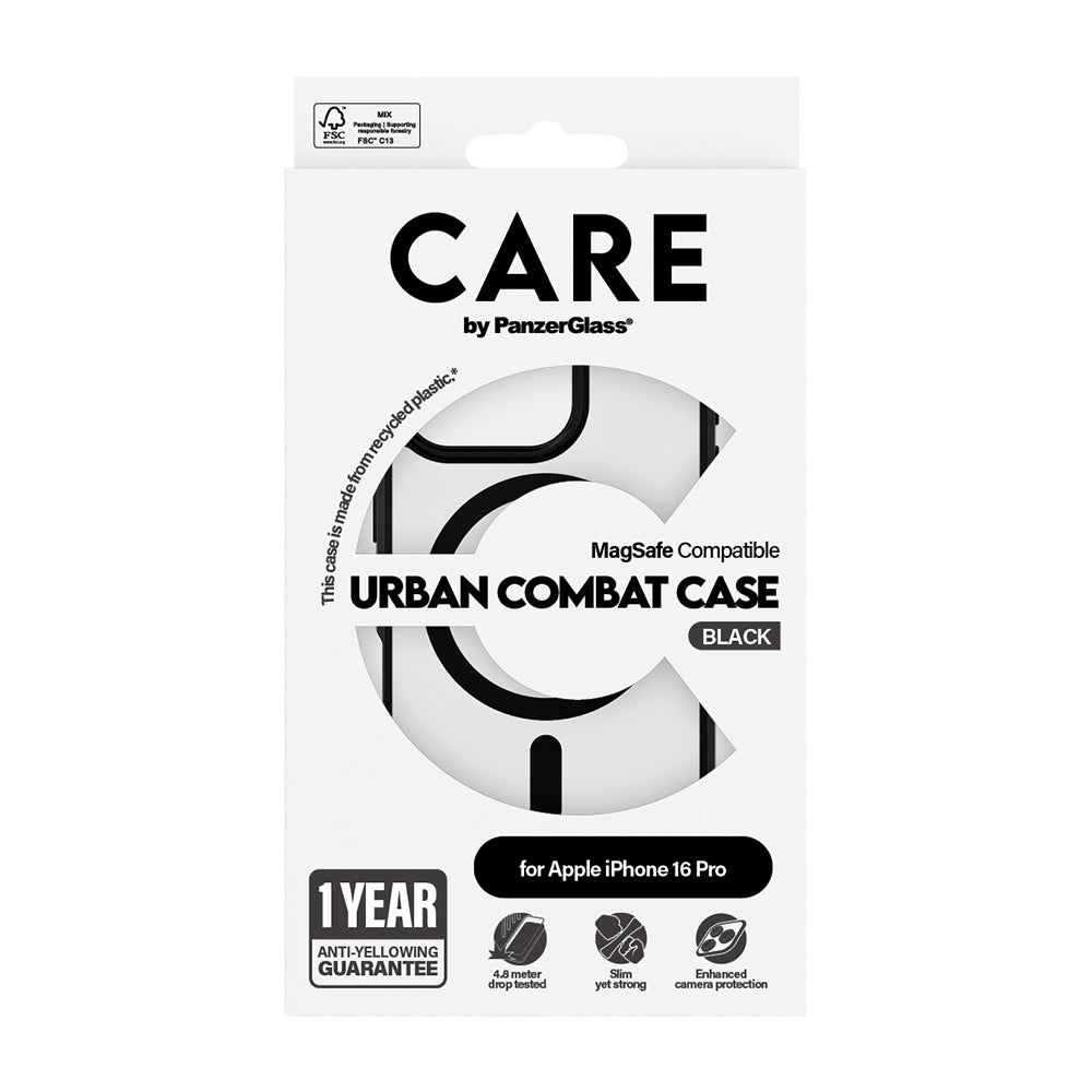 Husa MagSafe pentru Apple iPhone 16 Pro, PanzerGlass, Care Urban Combat, Neagra Transparenta