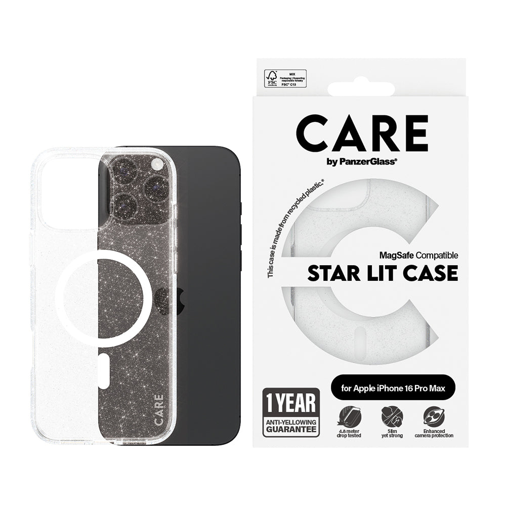 Husa MagSafe pentru Apple iPhone 16 Pro, PanzerGlass, Care Urban Combat Star Lit, Transparenta Alba