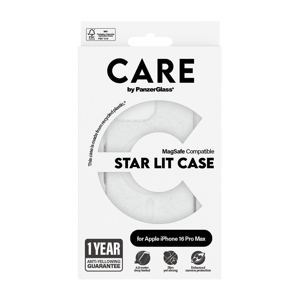 Husa MagSafe pentru Apple iPhone 16 Pro, PanzerGlass, Care Urban Combat Star Lit, Transparenta Alba