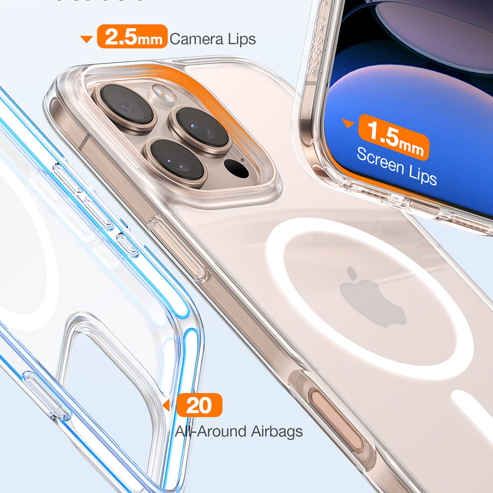 Husa MagSafe pentru Apple iPhone 16 Pro, Torras, Diamond, Transparenta