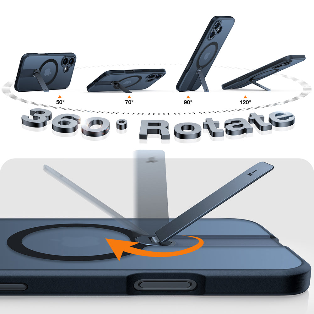 Husa MagSafe pentru Apple iPhone 16, Torras, Pstand Spin, Neagra