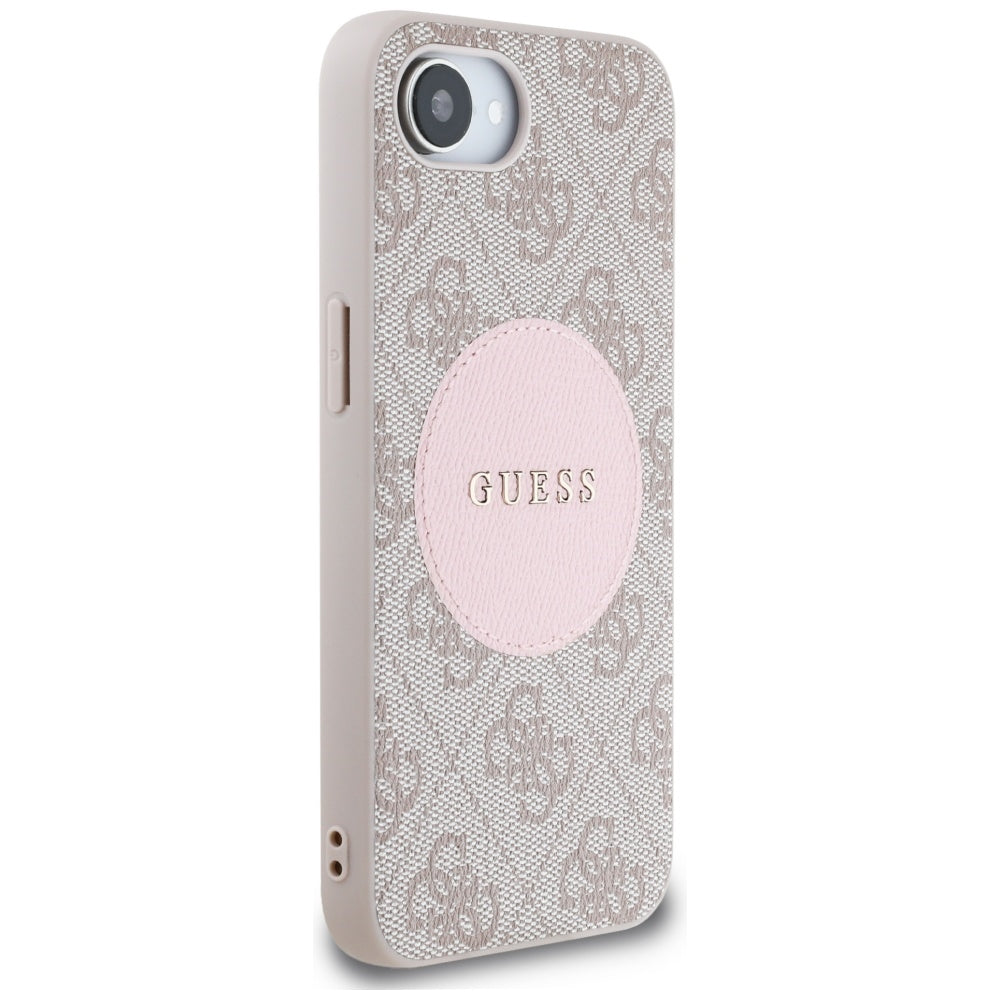 Husa MagSafe pentru Apple iPhone 17e / 16e, Guess, 4G Circle Classic Logo, Roz