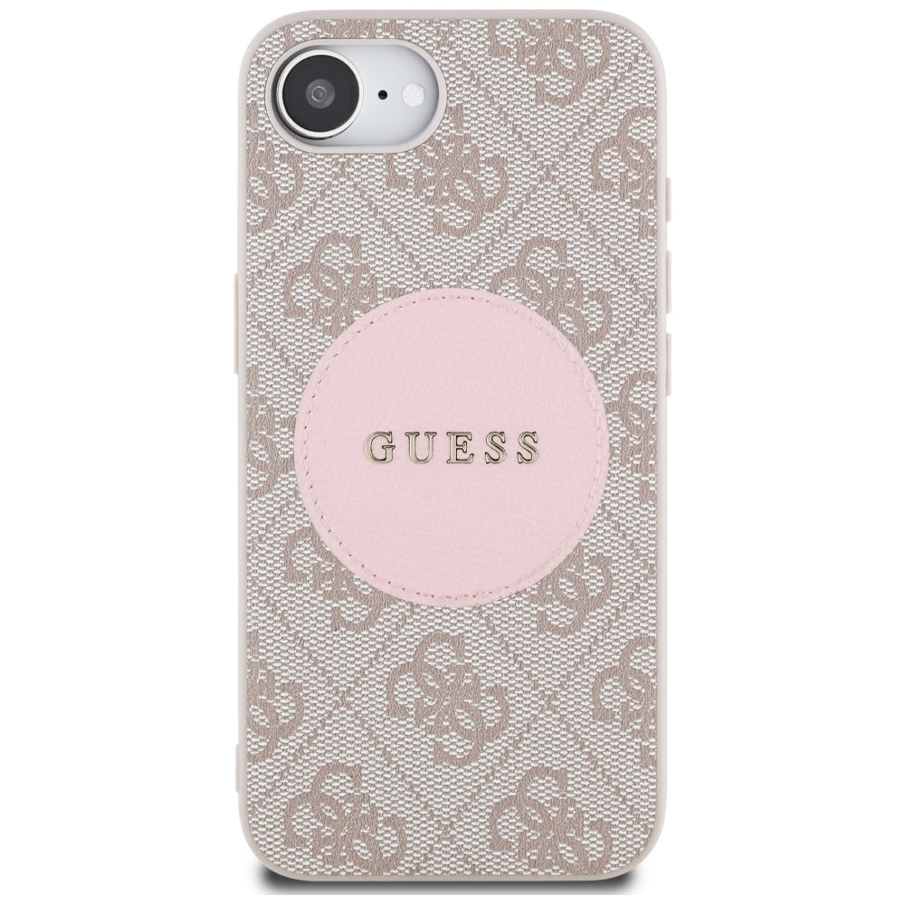 Husa MagSafe pentru Apple iPhone 17e / 16e, Guess, 4G Circle Classic Logo, Roz