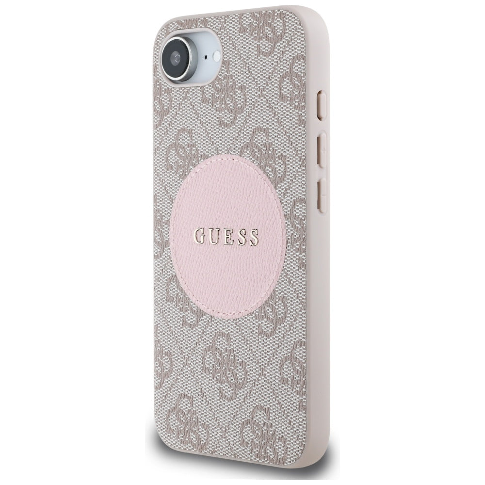 Husa MagSafe pentru Apple iPhone 17e / 16e, Guess, 4G Circle Classic Logo, Roz