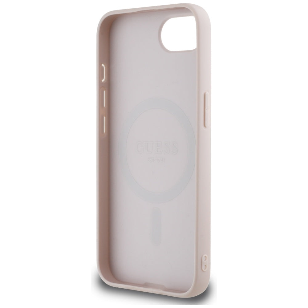 Husa MagSafe pentru Apple iPhone 17e / 16e, Guess, 4G Circle Classic Logo, Roz