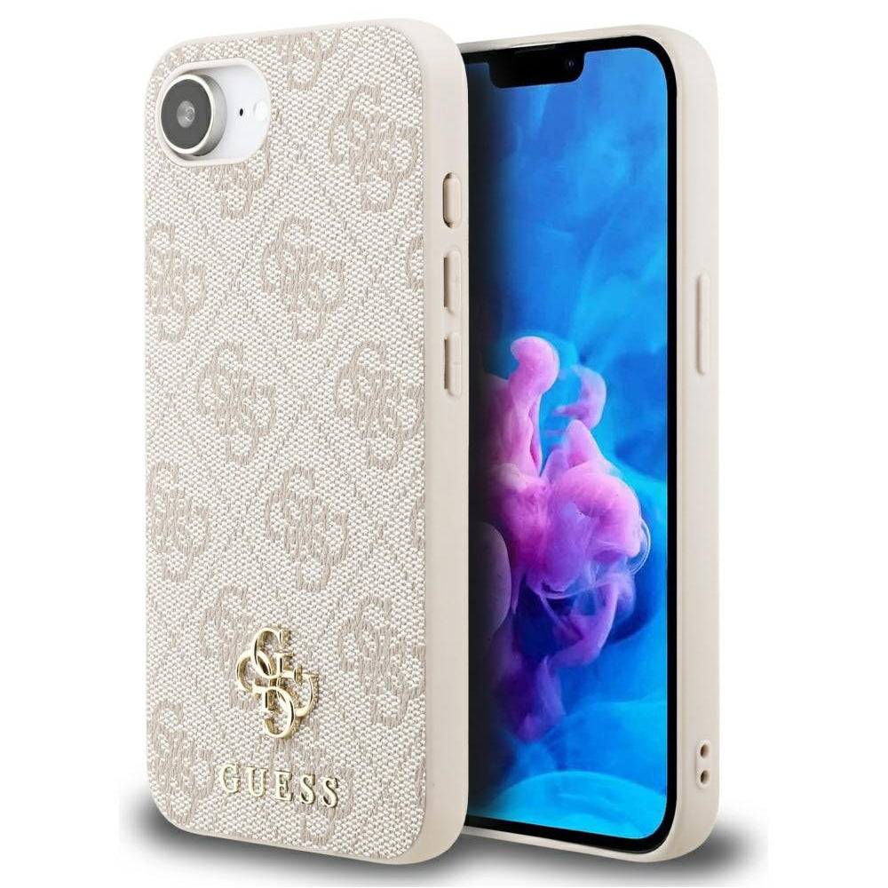 Husa MagSafe pentru Apple iPhone 17e / 16e, Guess, 4G Classic, Roz