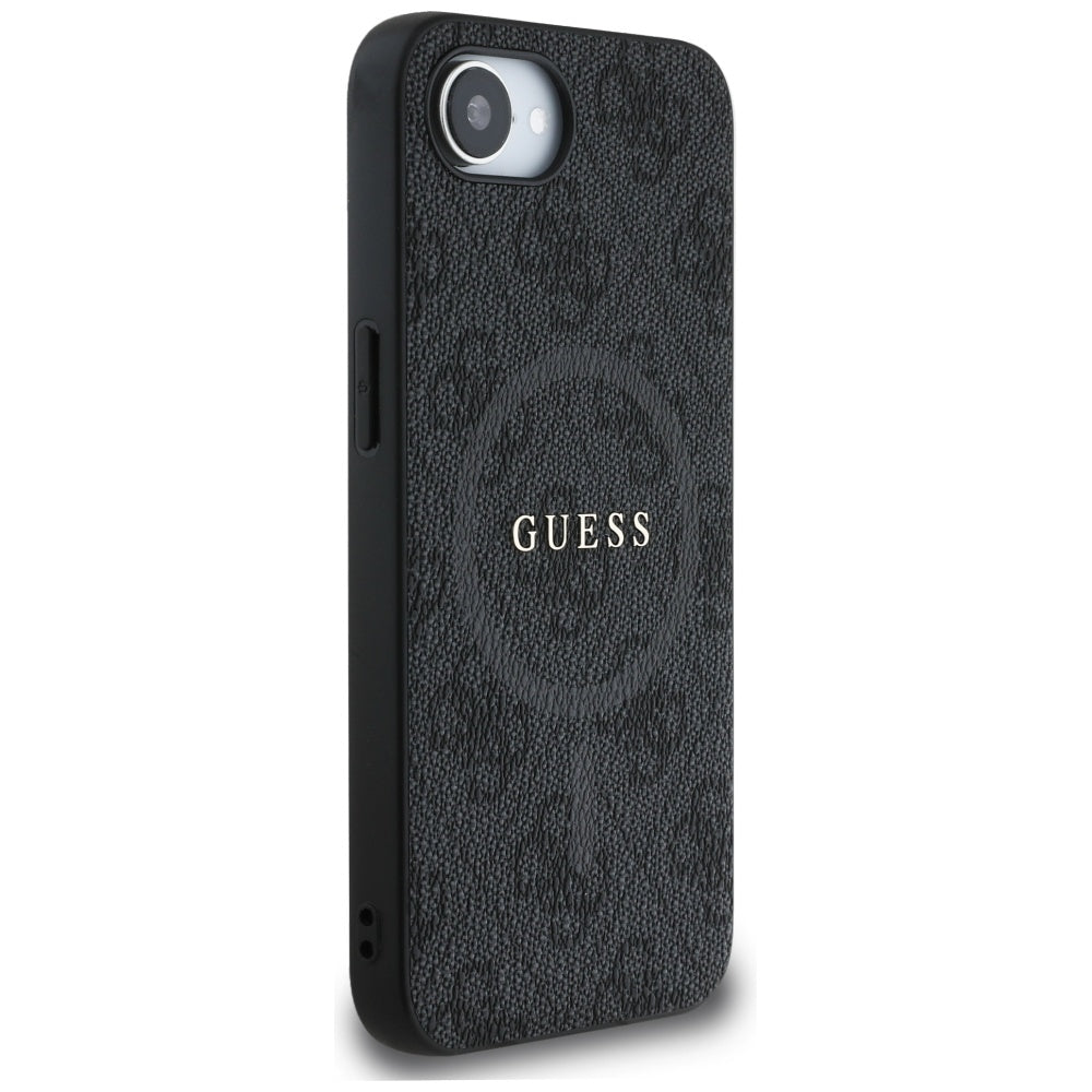 Husa MagSafe pentru Apple iPhone 17e / 16e, Guess, 4G Ring Classic Logo, Neagra