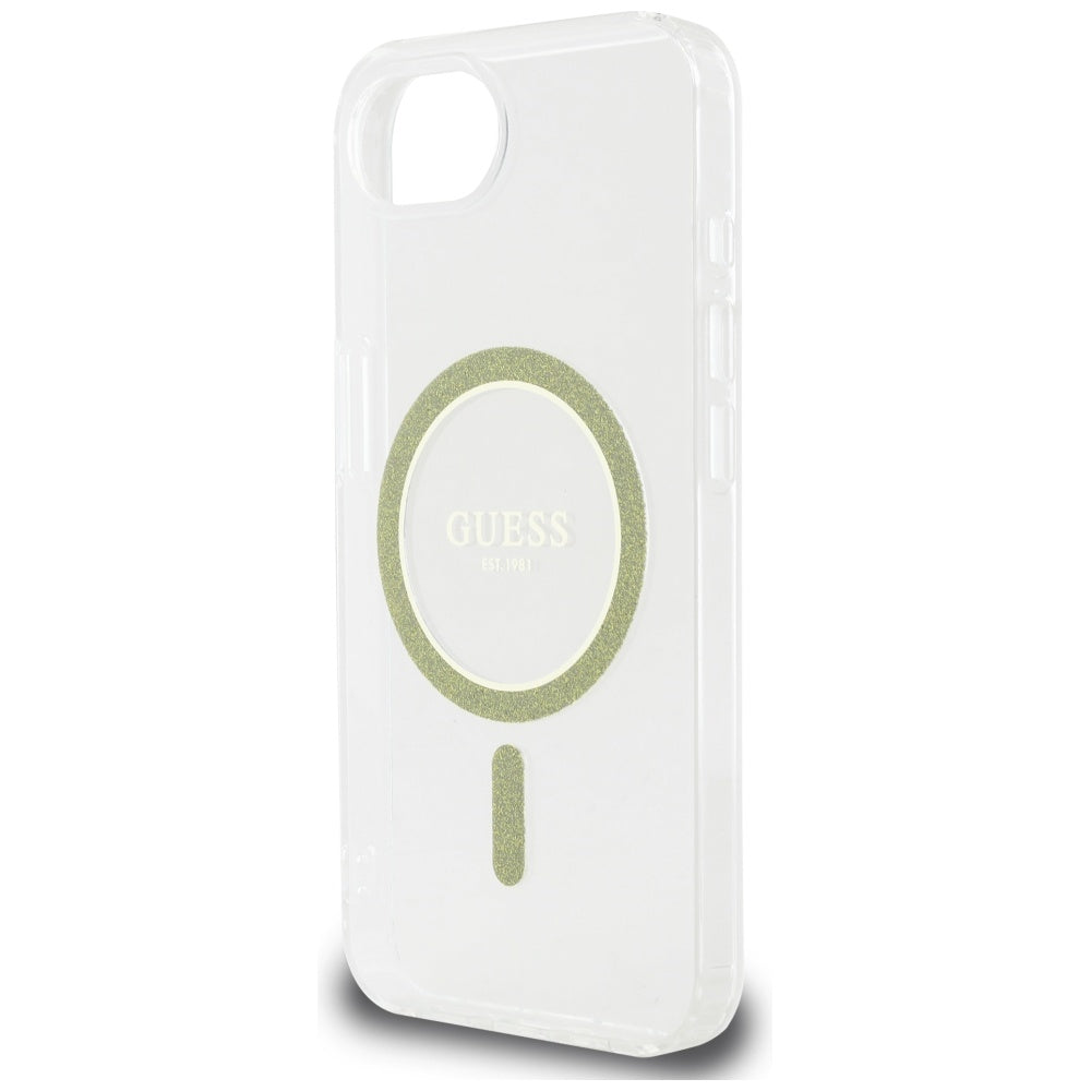 Husa MagSafe pentru Apple iPhone 17e / 16e, Guess, IML Glitter Circle, Transparenta