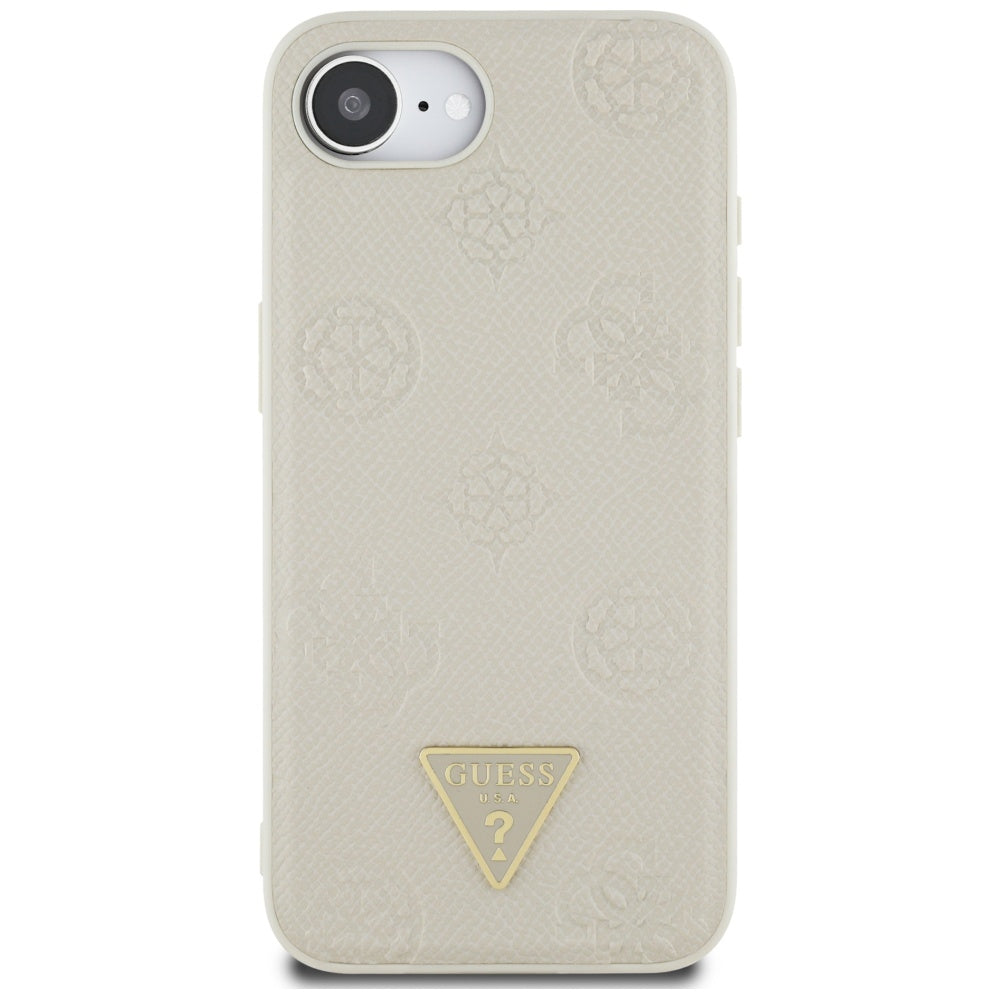 Husa MagSafe pentru Apple iPhone 17e / 16e, Guess, Peony Grained Hot Stamp Triangle, Bej