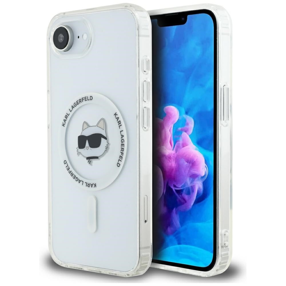 Husa MagSafe pentru Apple iPhone 17e / 16e, Karl Lagerfeld, IML Choupette's Head, Alba