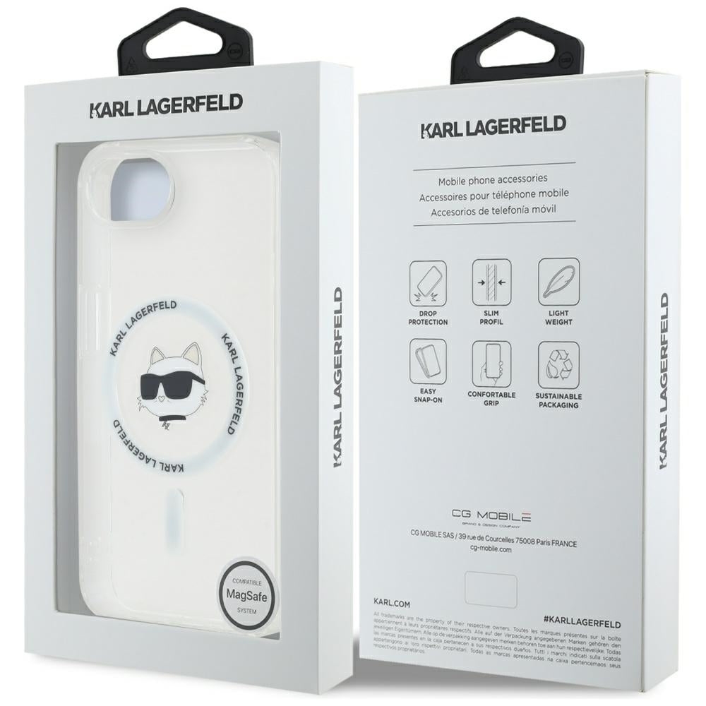 Husa MagSafe pentru Apple iPhone 17e / 16e, Karl Lagerfeld, IML Choupette's Head, Alba