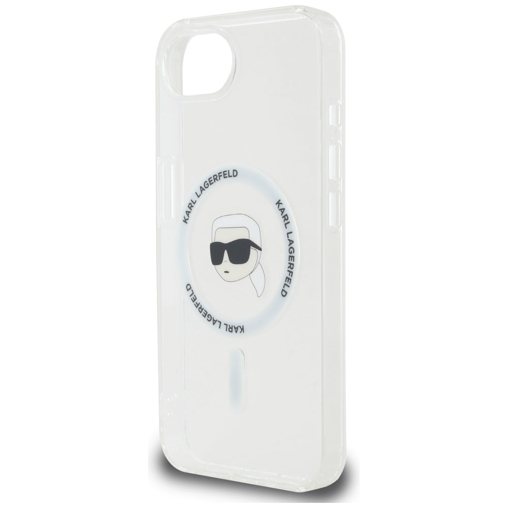 Husa MagSafe pentru Apple iPhone 17e / 16e, Karl Lagerfeld, IML Karl's Head, Alba