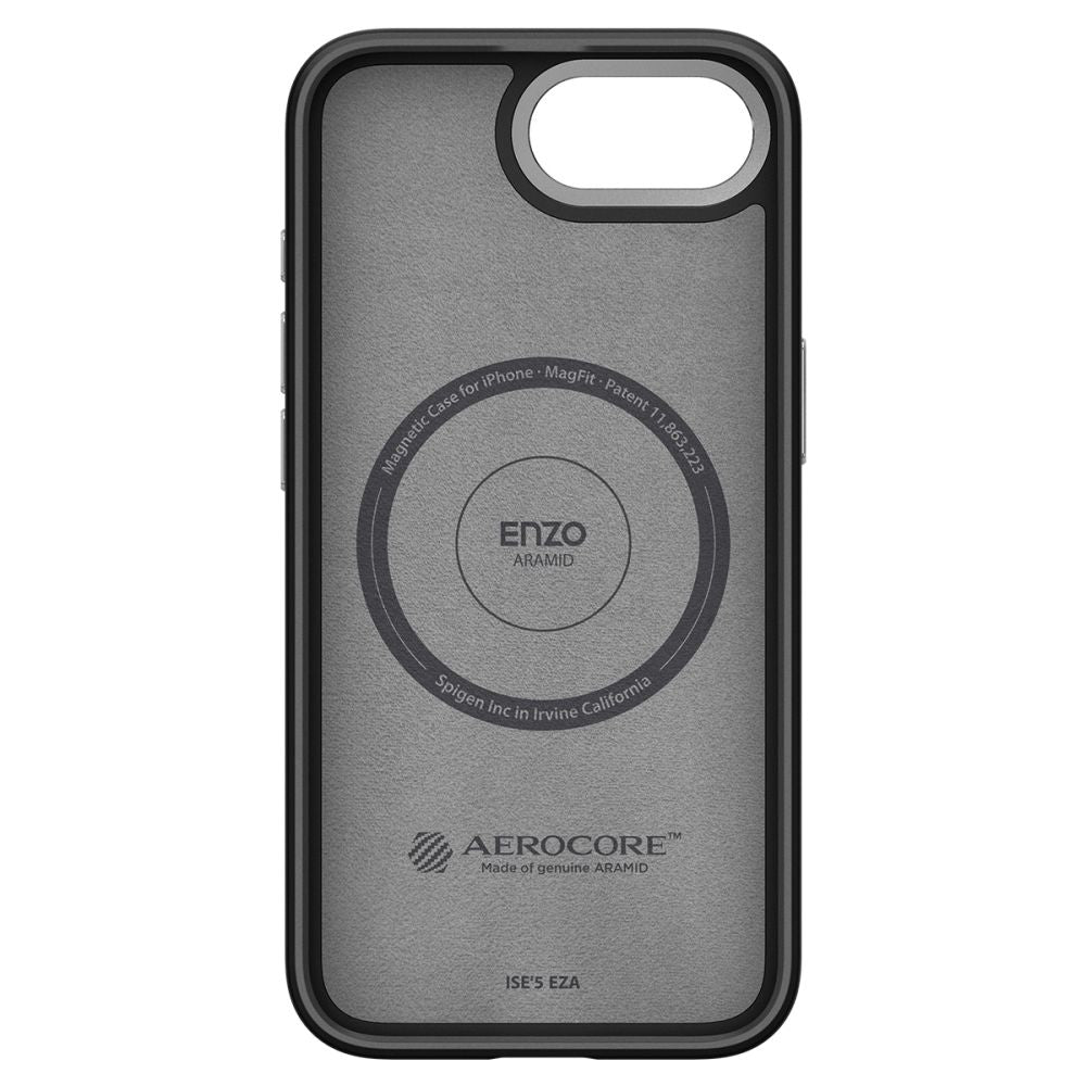 Husa MagSafe pentru Apple iPhone 17e / 16e, Spigen, Enzo Aramid, Neagra Mata
