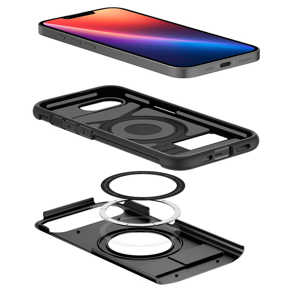 Husa MagSafe pentru Apple iPhone 17e / 16e, Spigen, Slim Armor, Neagra