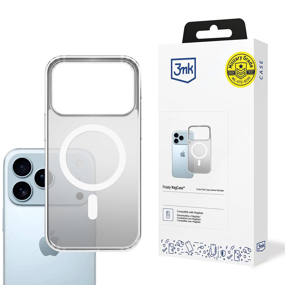 Husa MagSafe pentru Apple iPhone 17 Pro, 3MK, Frosty MagCase, Alba