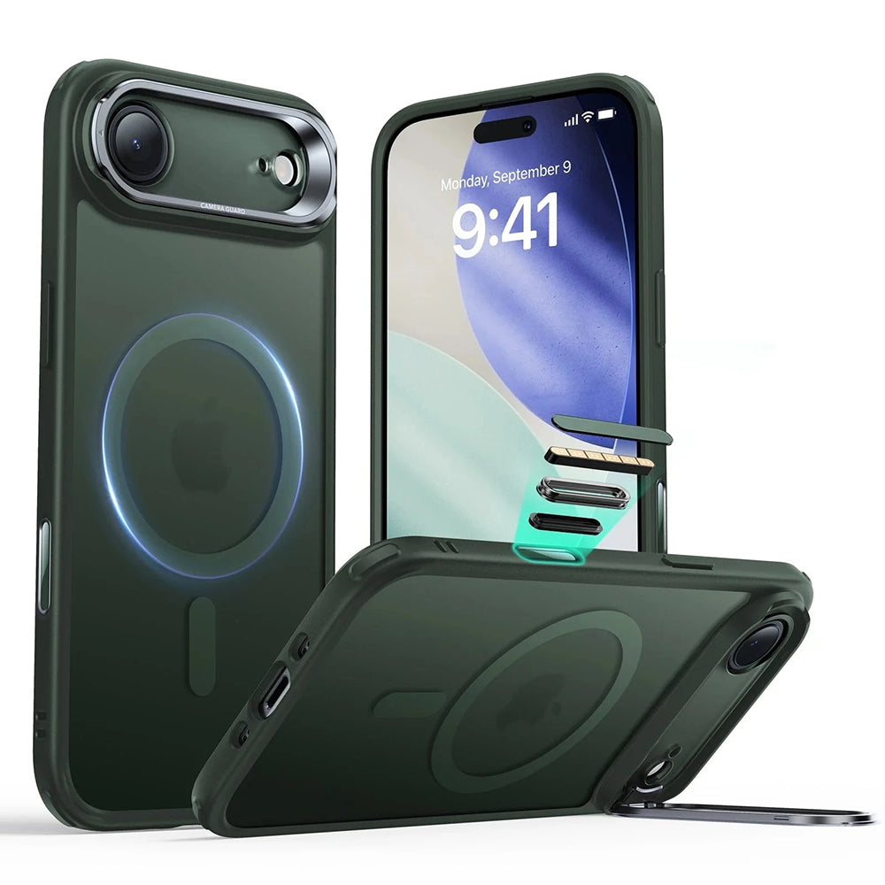 Husa MagSafe pentru Apple iPhone 17 Air, ESR, Classic Hybrid Kickstand, Verde Satinata