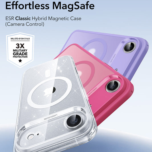 Husa MagSafe pentru Apple iPhone 17 Air, ESR, Classic Hybrid Shimmer, Transparenta