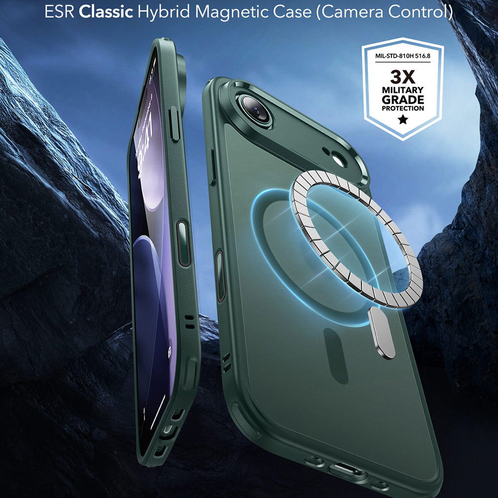 Husa MagSafe pentru Apple iPhone 17 Air, ESR, Classic Hybrid, Verde Satinata