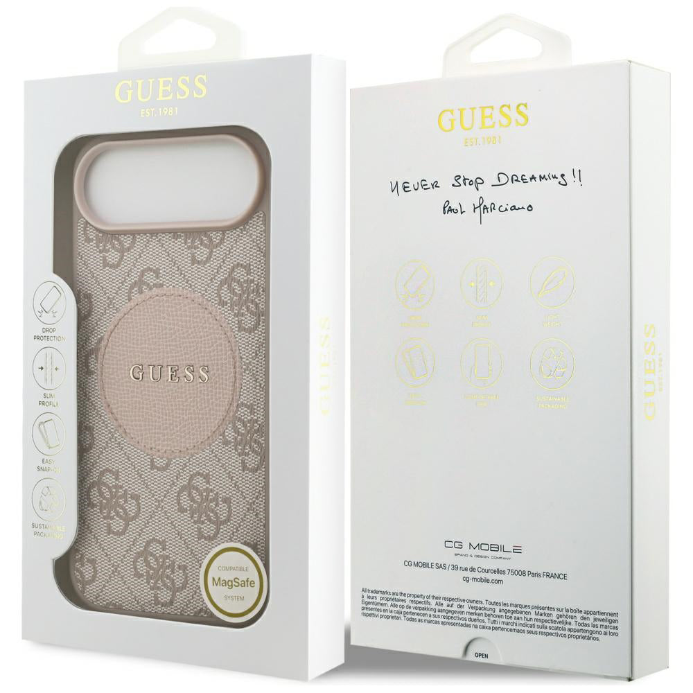 Husa MagSafe pentru Apple iPhone 17 Air, Guess, 4G Circle Classic Logo, Roz