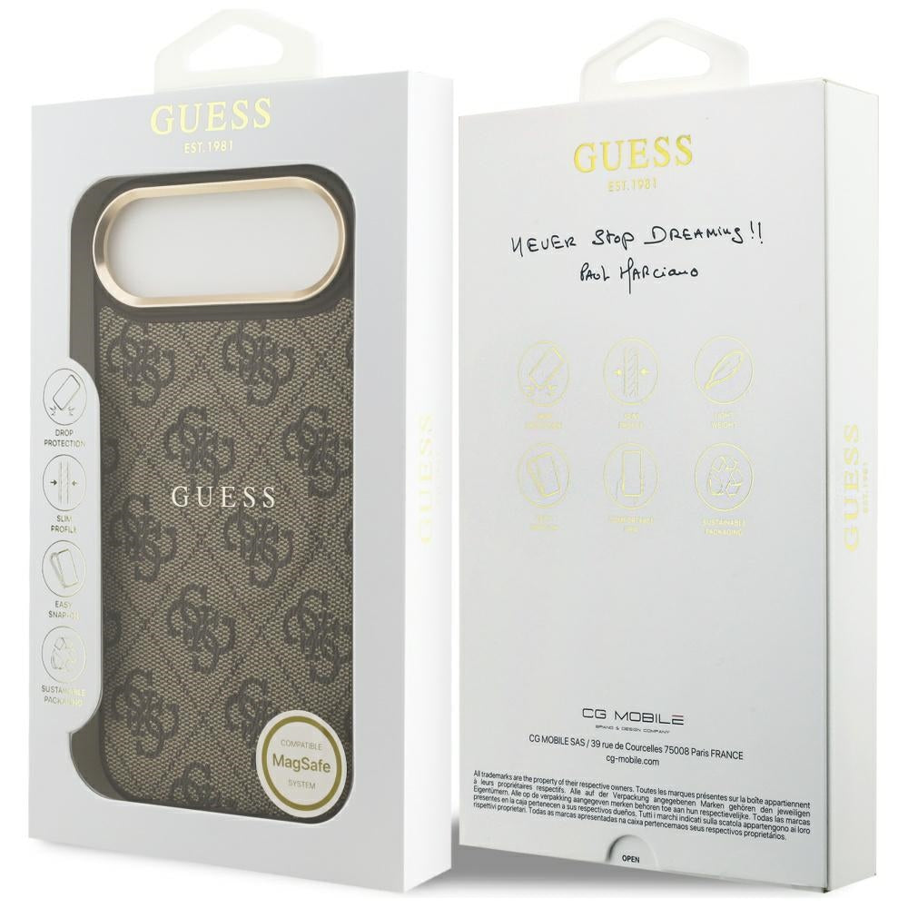 Husa MagSafe pentru Apple iPhone 17 Air, Guess, 4G Classic, Maro